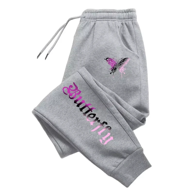 Unisex Gothic Butterfly Print Joggers Sweatpants Gradient Letter Streetwear Loose Sports Trousers Hip Hop Casual Daily Pants