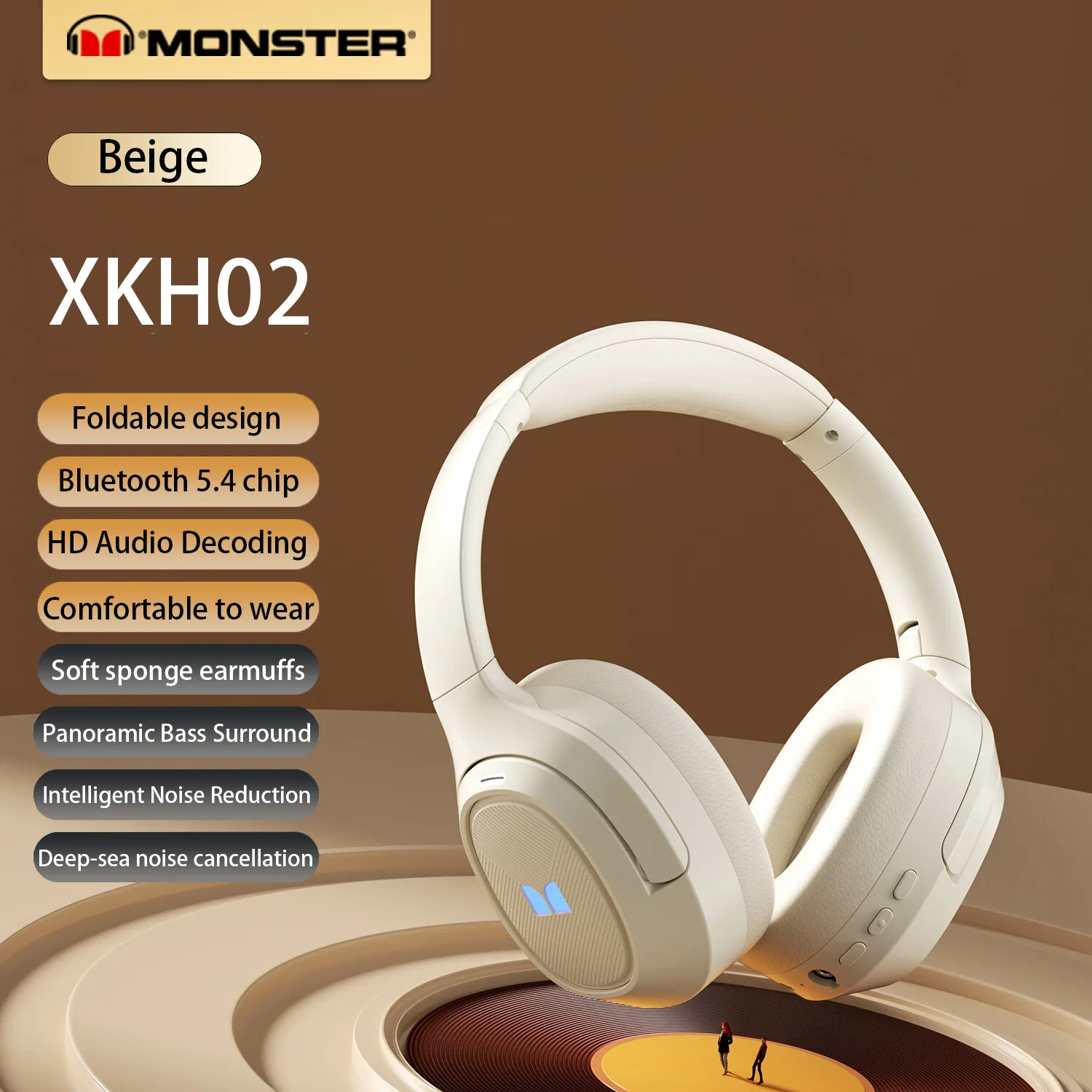 Monster XKH02 عقال Bluetooth5.4 سماعة HIFI جودة الصوت ستيريو سماعات الموسيقى ANC إلغاء الضوضاء الألعاب سماعات أذن رياضية