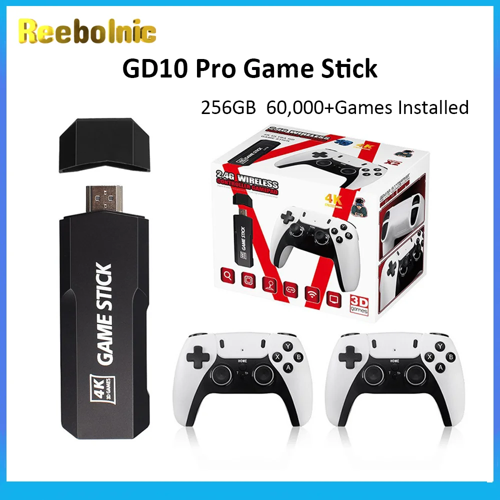 

Reebolnic GD10 Pro 256G 60,000+Games Installed Retro Video Game Console 3D 4K HD Output PSP 40+Simulators Wireless Controllers
