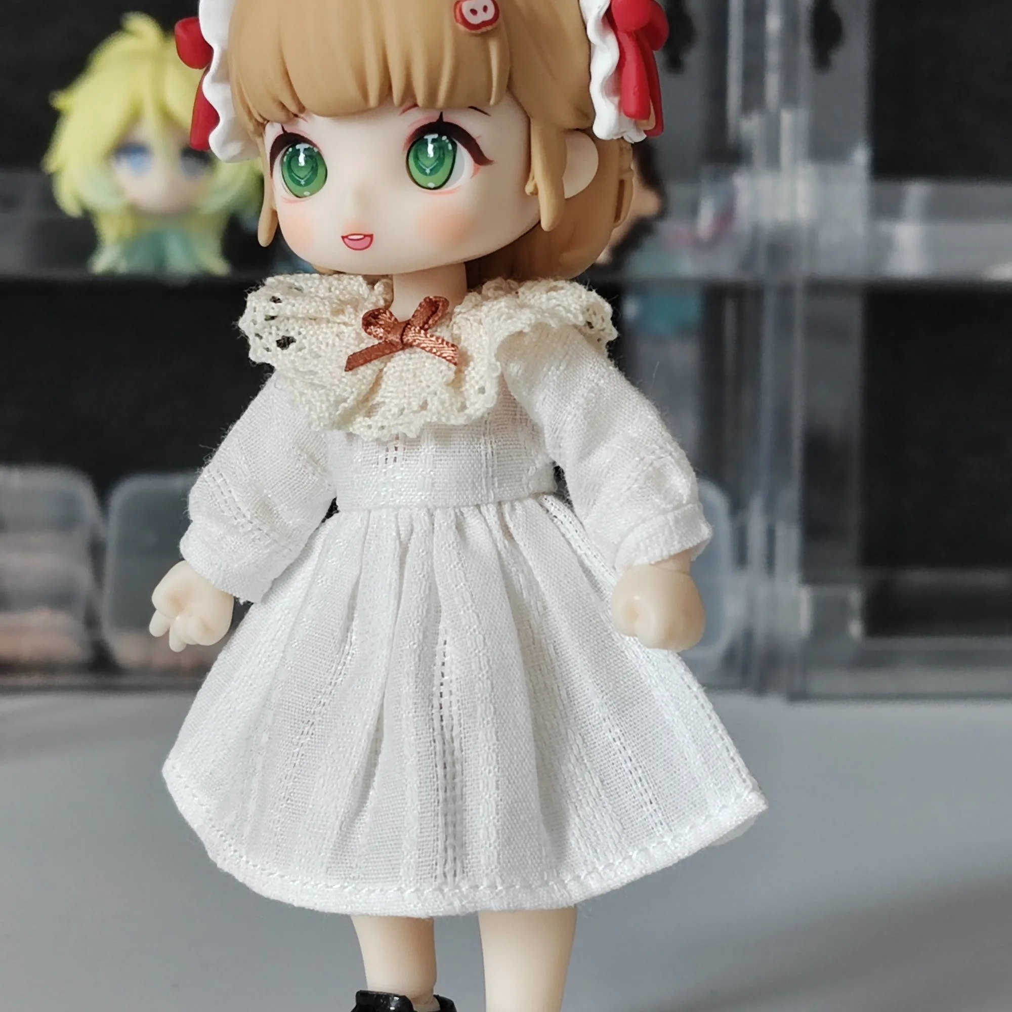 Spitze Schleife Kleid für Gsc Ufdoll Obusit11 Molly OB11 Puppen/1/12 Bjd handgemachte Puppe Kleidung Zubehör