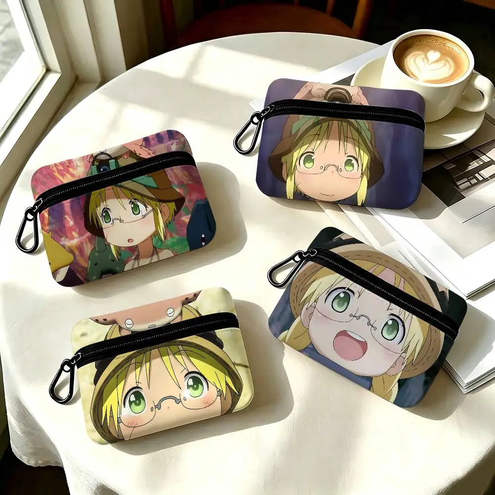 1pc Rico Made In Abyss Coin Purse With Carabiner Hook Portable Key Card Wallet Small Zipper Storage Pouch