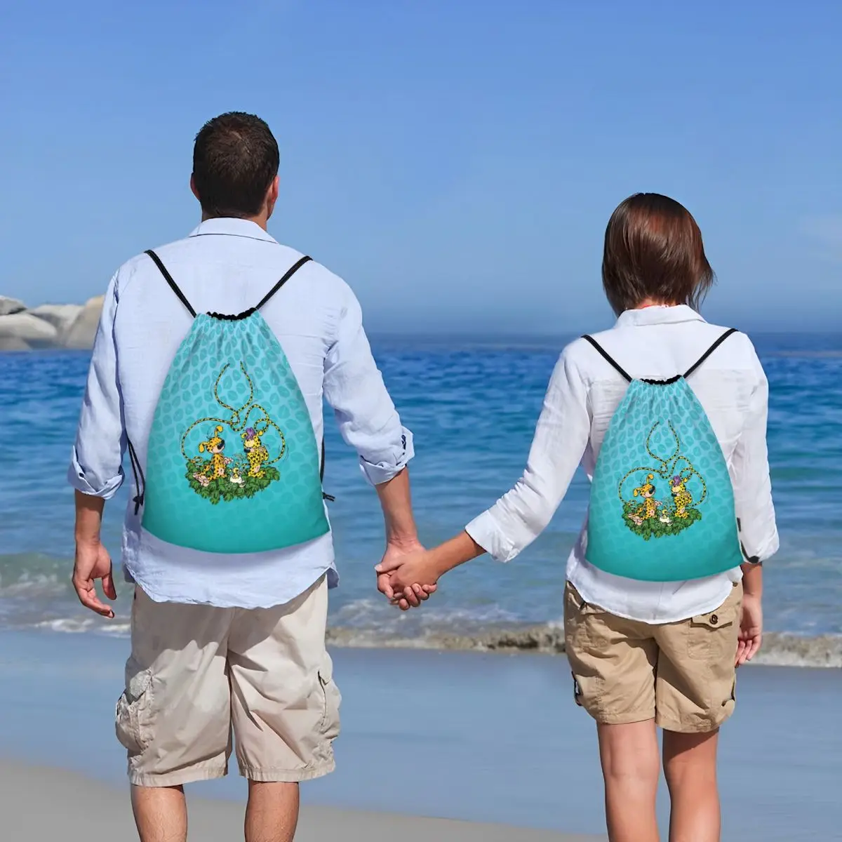 Marsupilami ظهرت البيض الرباط حقيبة النساء الرجال المحمولة الصالة الرياضية حقيبة الظهر البلجيكية الرسوم المتحركة التسوق حقائب الظهر