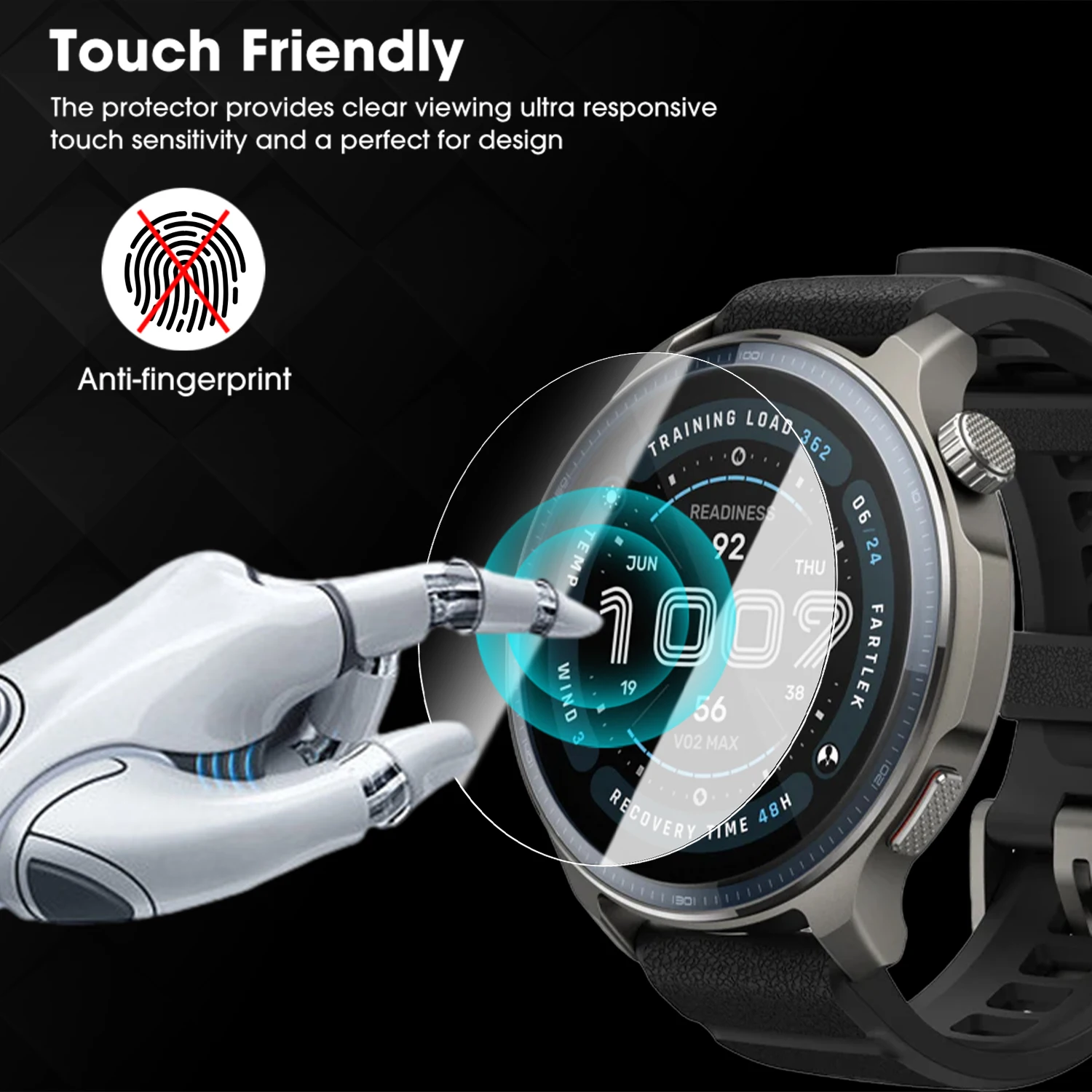 Amazfit Balance 2 用の簡単に取り付けられるスクリーンプロテクター Amazfit Balance 2 用 9H 硬度強化ガラス時計保護フィルム