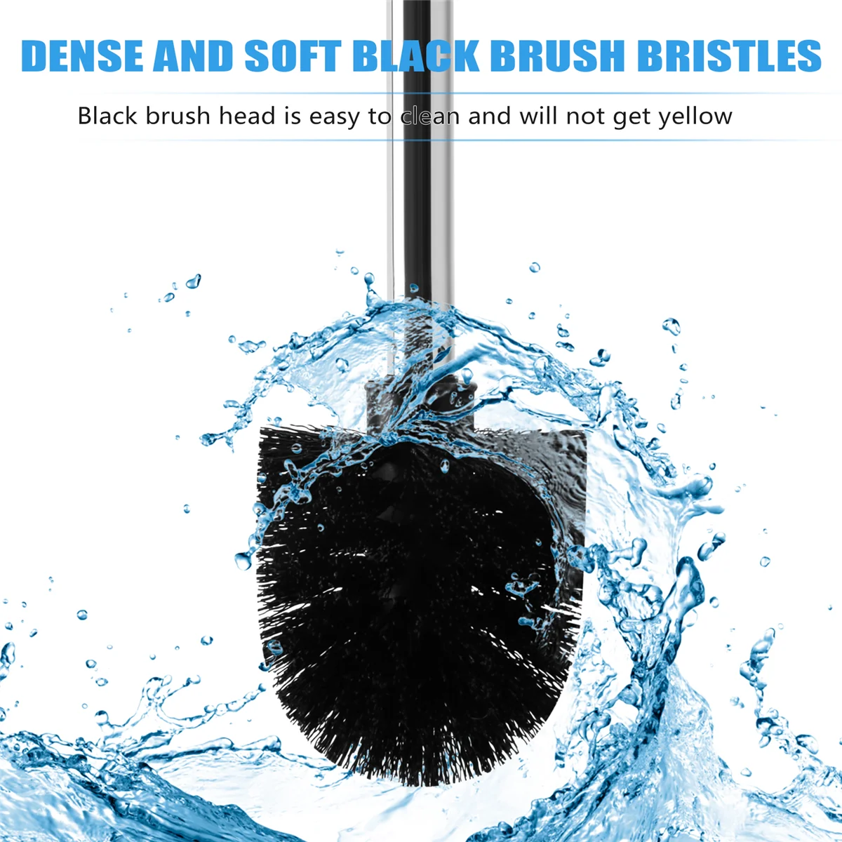 Replacement Stainless Steel WC Bathroom Cleaning Toilet Brush Black Head