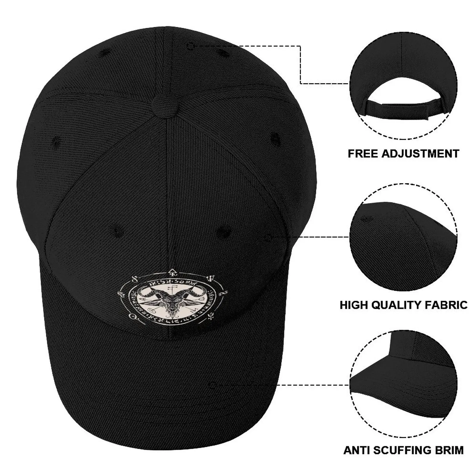 Sigil Baphomet Pentagram Occult Satanic Goat Head Lucifer Baseball Cap Sunscreen Brand Man Caps Men's Cap Women's