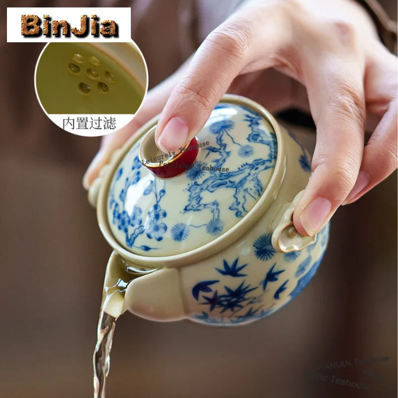 105ml High-temperature Enameling Pine Bamboo Plum Teapot Elegant Tea Infuser Pot Tea Making Kettle With Strainer Tea Items Craft