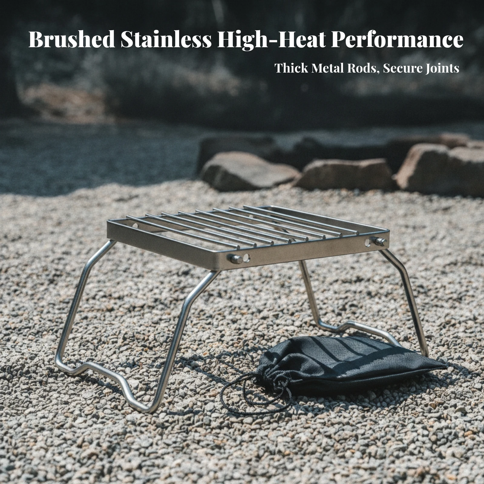 Foldable Campfire Grate Rack Long-Lasting Campfire Grate Rack with Folding Legs Folding Campfire Grill Anti-Rust Portable Camp