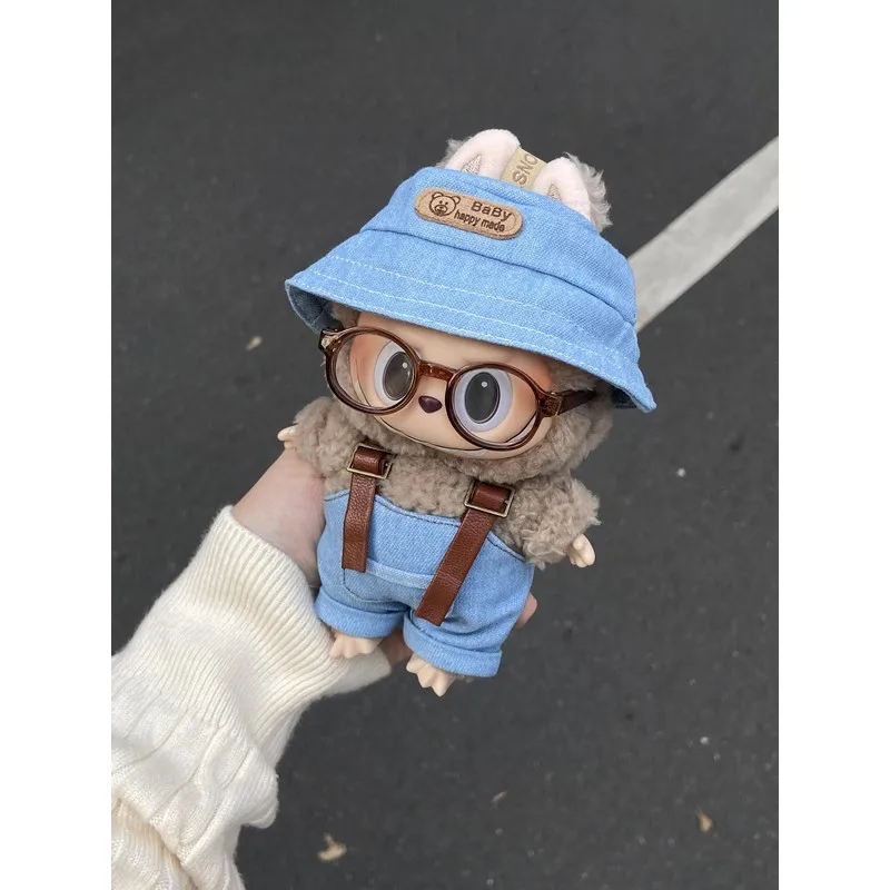 

Labubu Dolls Accessories Heartbeat Macaron 17cm Plush Doll Pendant Clothes Blue Hoodie Accessories for Baby Clothes