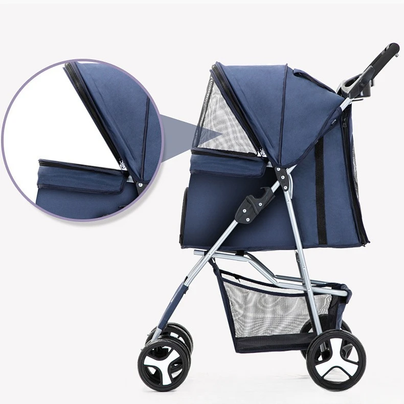 Detachable Pet Stroller for Dogs, Dog Carrier, Dog Pull Cart, Double Layer, Lightweight, Four Wheel, Shock Absorption