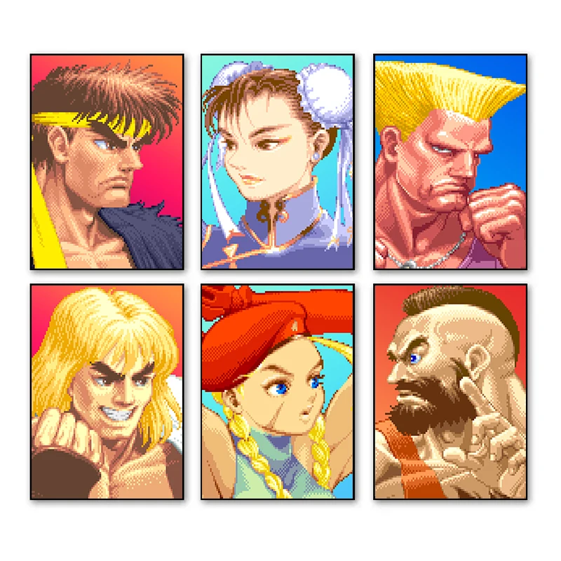 Hot Classics Video Game Street Fighter II Character Portrait Posters and Prints Canvas Printing Wall Art Picture for Home Decor