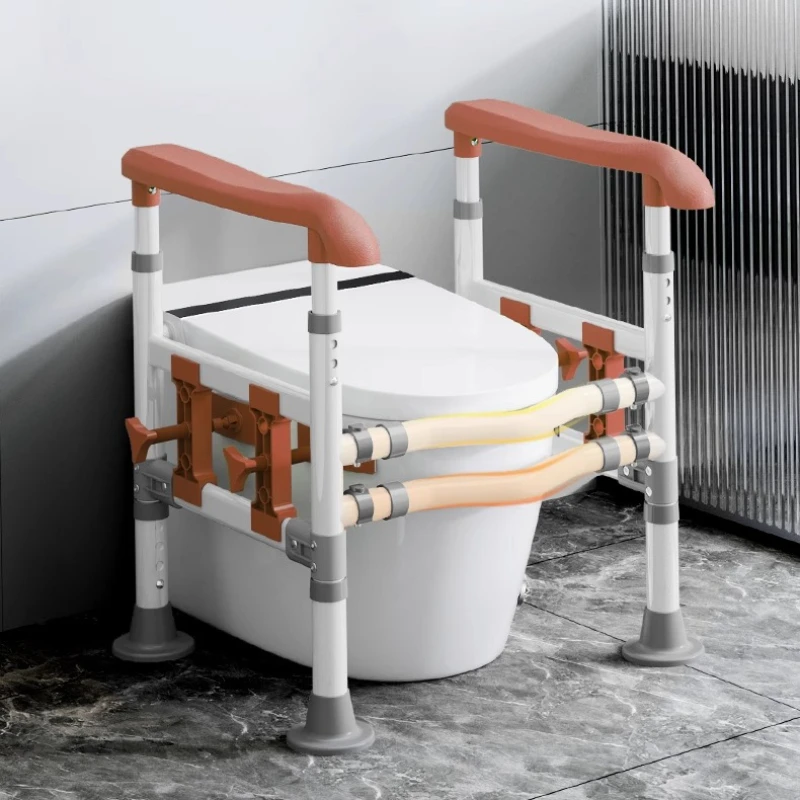 ‌360°Rotatable Toilet Safety Handle for Seniors Fall Prevention Bathroom Grab Bar w/Reinforcement Straps Secure Fit