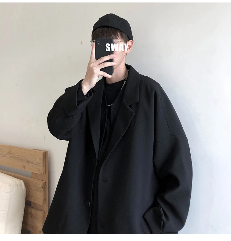 Casual Blazers Men Autumn coat Leisure Trendy Loose Suit Jackets Male Retro Streetwear All-match Simple Korean Suit-tops