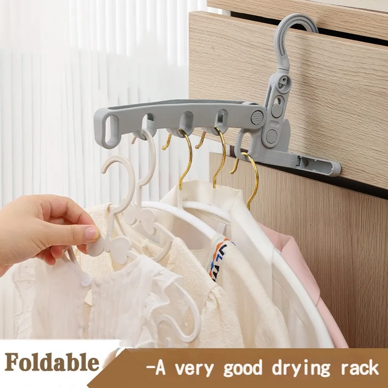 Portable Foldable Travel Hanger Folding Clothes Drying Rack Travel Hangers Hanging Rack with 5 Holes for Hotel Camping Travel