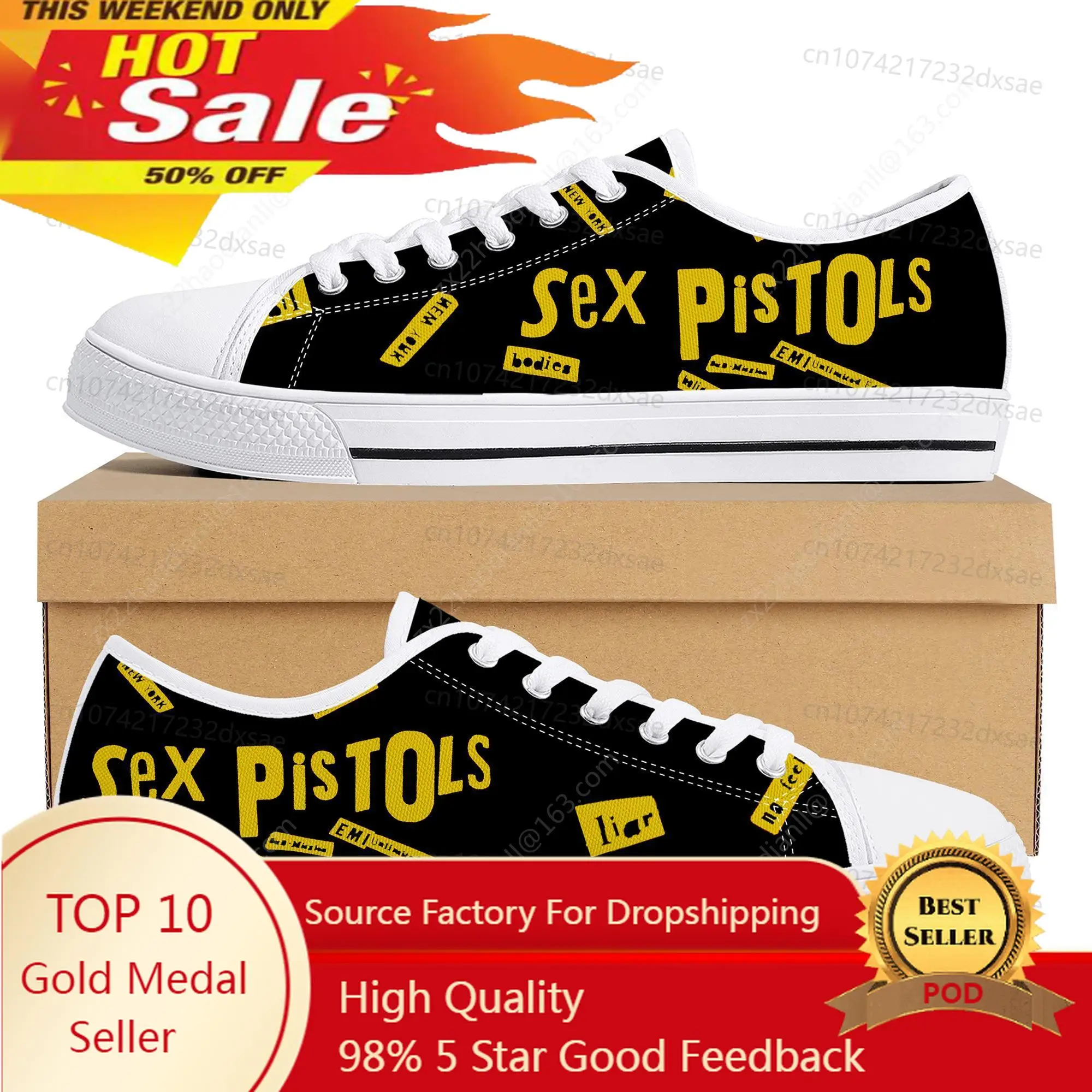 Sex Pistols Punk Rock Band Low Top High Quality Sneakers Mens Women Teenager Canvas Sneaker Casual Couple Shoes Custom Shoes