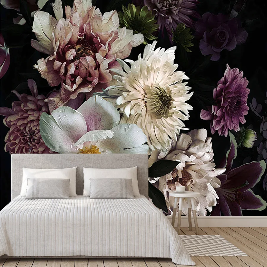 21+ Waterproof Wallpaper for Living Room Walls Art Papers Home Decor Mural, Bouquet Botanical Floral Rose, Peel n Stick Optional
