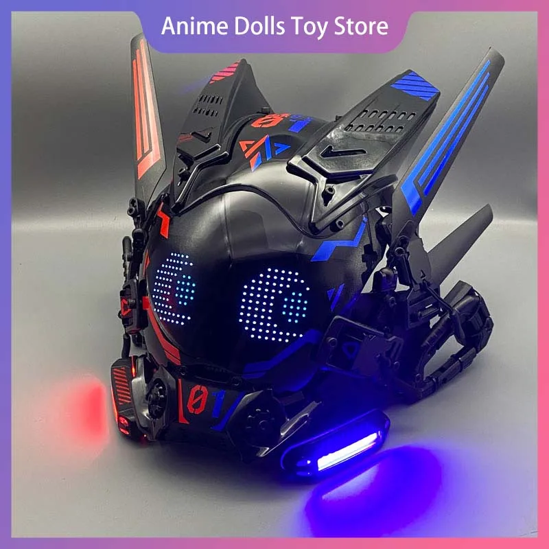 

Cyber Punk 01 Cos Mask Cosplay Mech Soldier With LED Light Rolling Subtitles Screen Party Mask Technology App Control Helmet