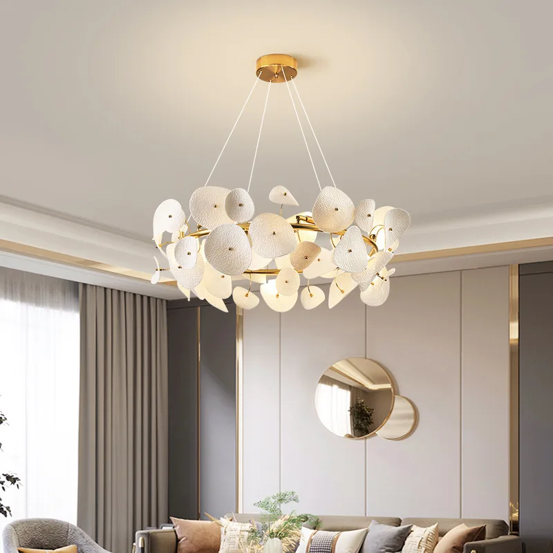 Simple modern Nordic restaurant chandelier Fashion art creative lotus leaf lighting home bedroom living room lamps