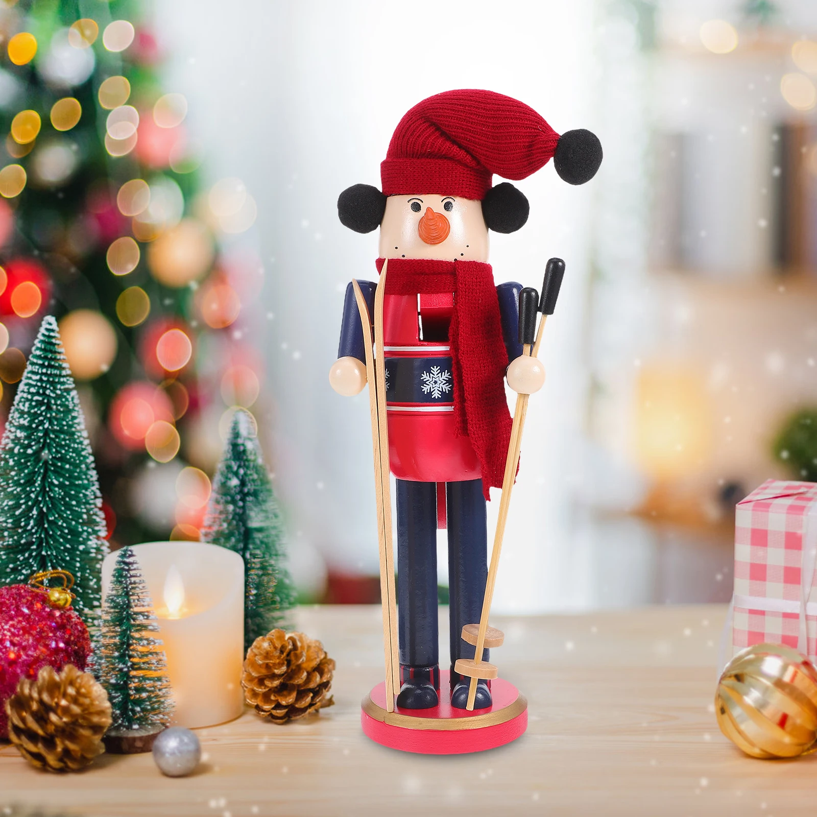 

Christmas Nutcracker Wooden Puppet Traditional Hand Carved Nutcracker Soldier Holiday Home Office Decoration Musical Crackers