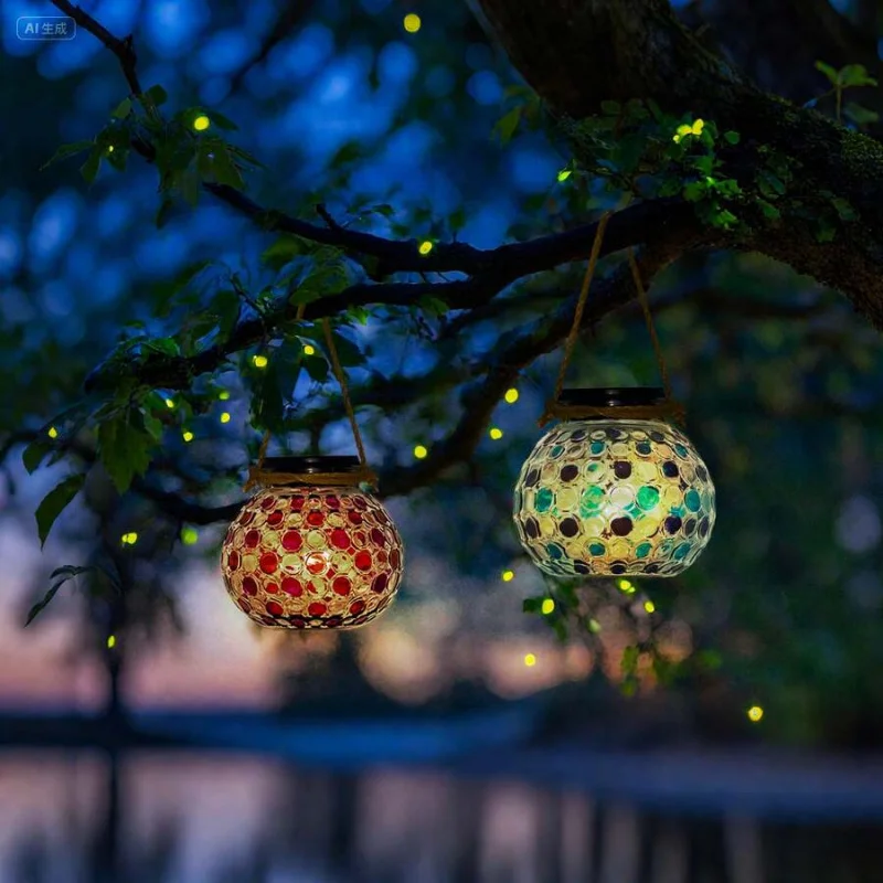 

Хрустальная мозаика, солнечный фонарь, уличный водонепроницаемый декоративный подвесной солнечный фонарь для использования на открытом воздухе, подходит для подарков для женщин, Mo