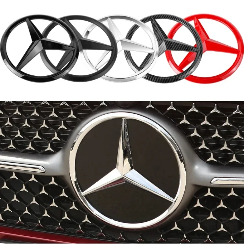 18.8cm ABS Car Front Grille Large Badge Decal for Mercedes Benz AMG GLA GLB GLS C E GLE GLB A class Cover Decoration Accessories