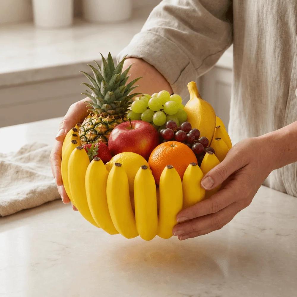 Novedosa Bandeja de Frutas con Forma de Plátano, Impresa en 3D, Gran Capacidad, Bandeja de Plátano Simulada, Plástico, Regalo Único, Plato para Aperitivos, Hogar