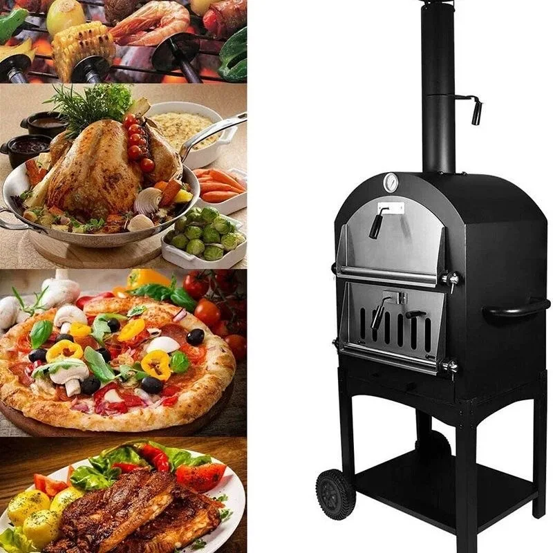 Parrilla de barbacoa para el hogar, cocina, patio trasero, actividades modernas de 16 pulgadas, horno portátil para Pizza al aire libre con fuego de madera y carbón