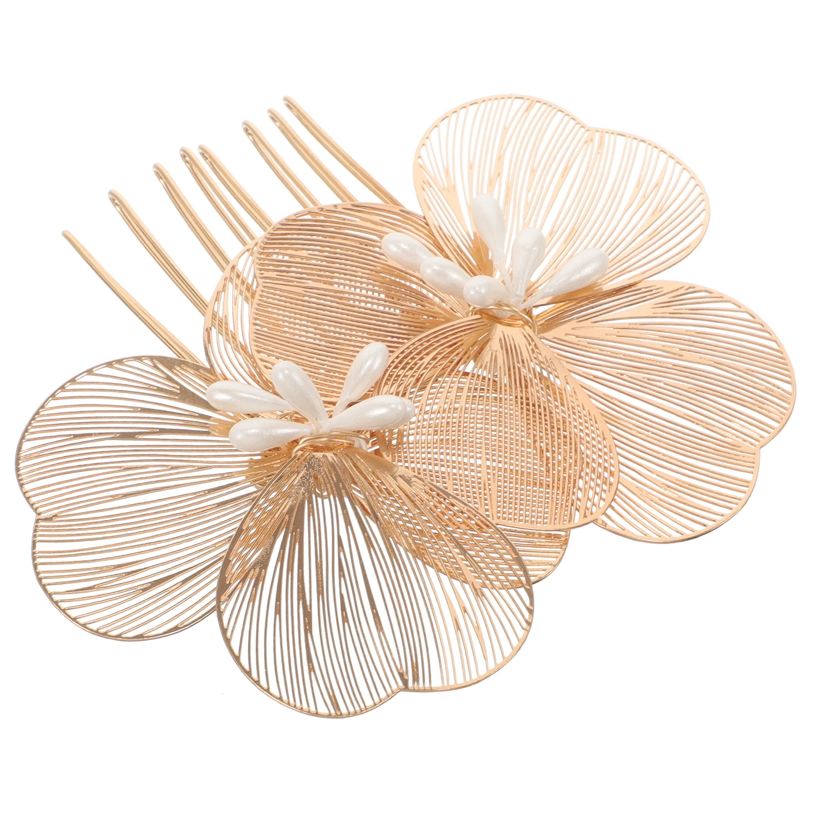 

Golden Flower Hair Comb Elegant Korean Vintage Wedding Bride Headpiece Handmade Bridal Hairstyle Accessories Side for Women
