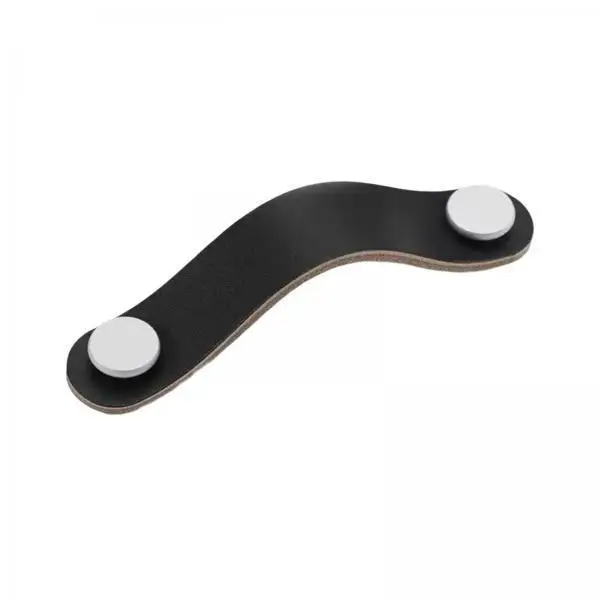 4xPU Leather Cabinet Knobs Pull Handle Farmhouse Door Dresser Gate Kitchen 13.7cmx2.5cmx1.1cm Black