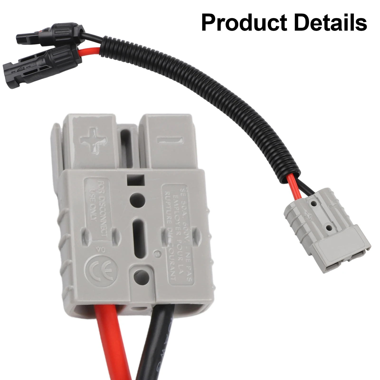 50A 600V PV Y Adapter for Solar Panel Cable Splitting with PC UL94V-0 Housing and Silver Plated Copper Contacts
