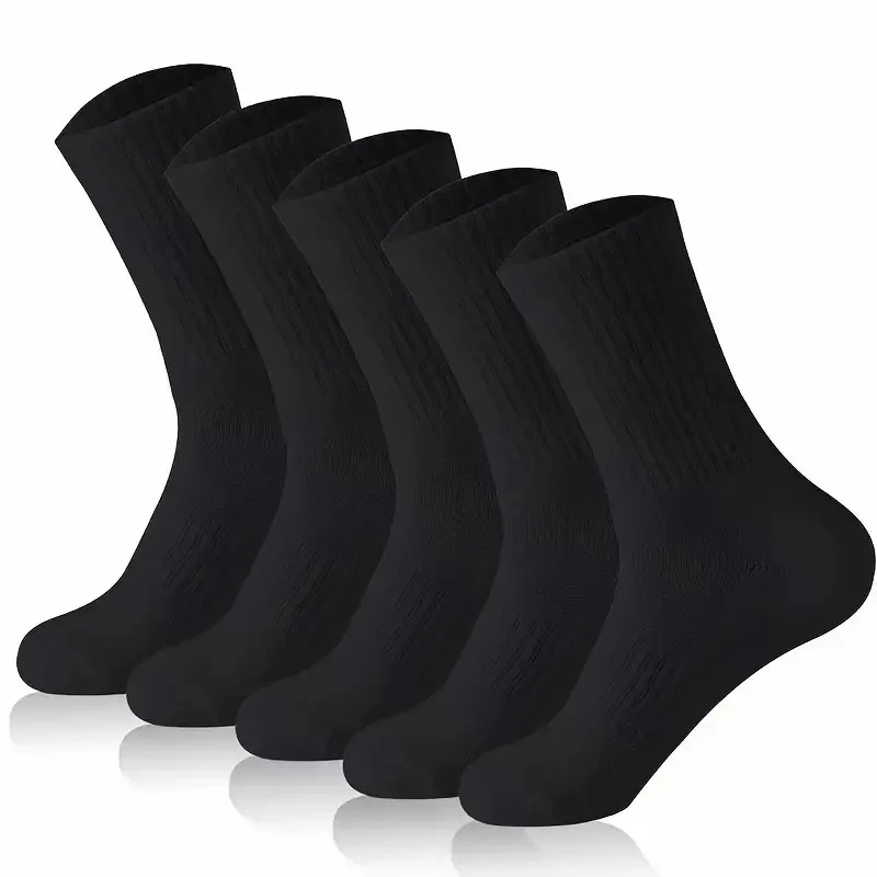 5/10/20 Pairs Men Solid Color Round Neck Socks Fashionable Simple Sports Style Soft Comfortable Breathable Couple Casual Socks view 3