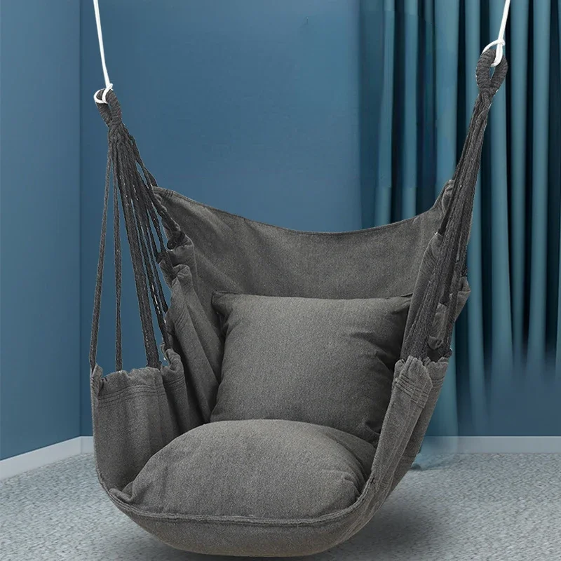 Hanging Swing Canvas Hanging Chair Student Outdoor Hammock with Pillow Indoor Camping Swing Adult Leisure Chair