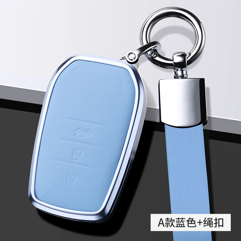 Aluminium alloy genuine leather Key cover case shell For Toyota RAV4 Highland Coralla Hilux Fortuner Land Cruiser Camry Crown