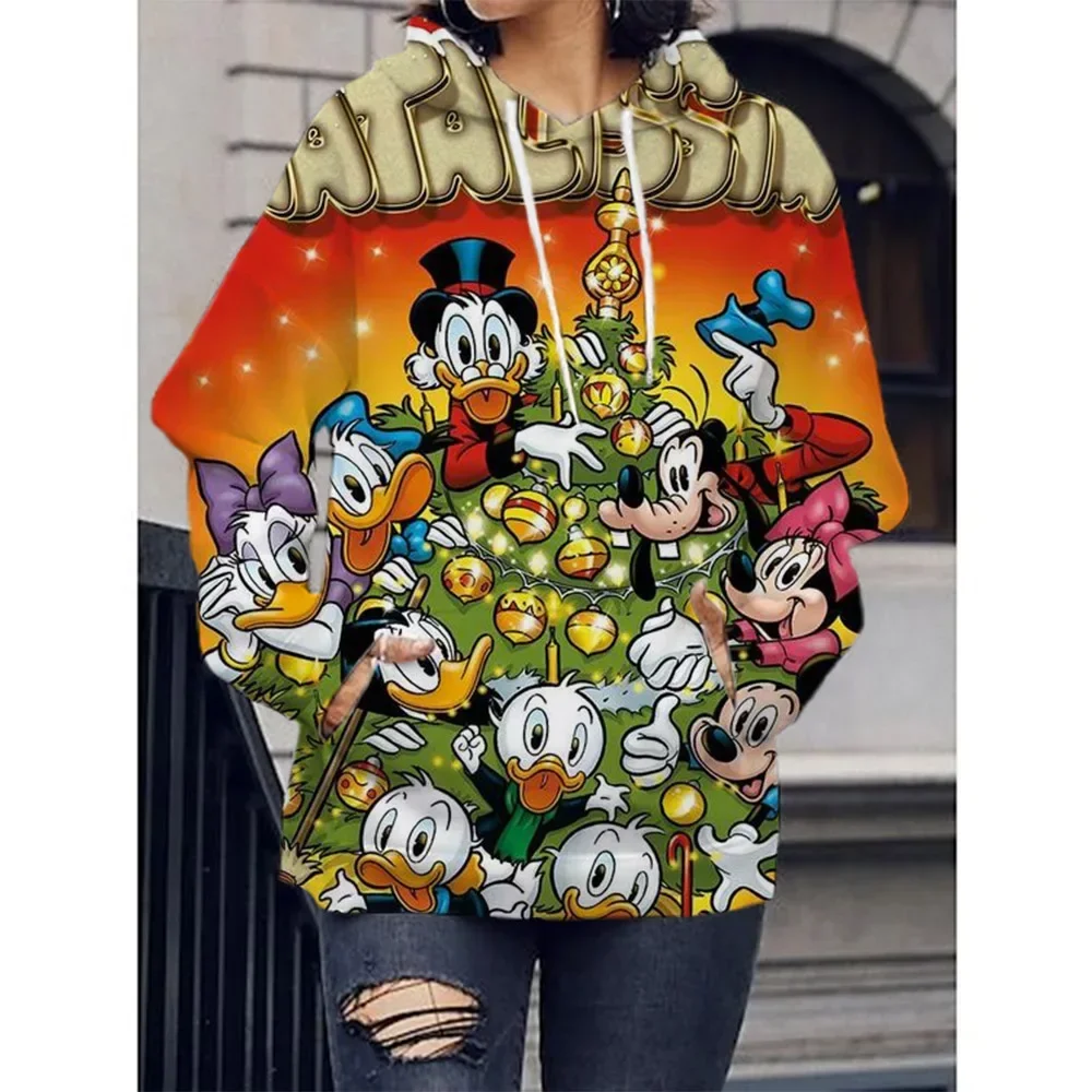 Fashion Autumn Winter Sweater Christmas Disney Mickey Mouse Printed Hoodie Sweater Adult Jacket Clothing Funny Jacket Hoodie