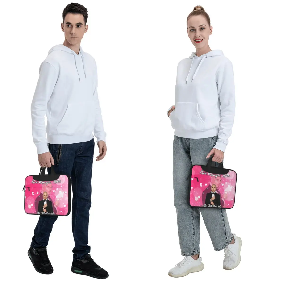 Mr. Worldwide Says To Live Laugh Love Pink Crossbody Laptop Bag Case Computer Bag Resistant Protective Macbook Pro