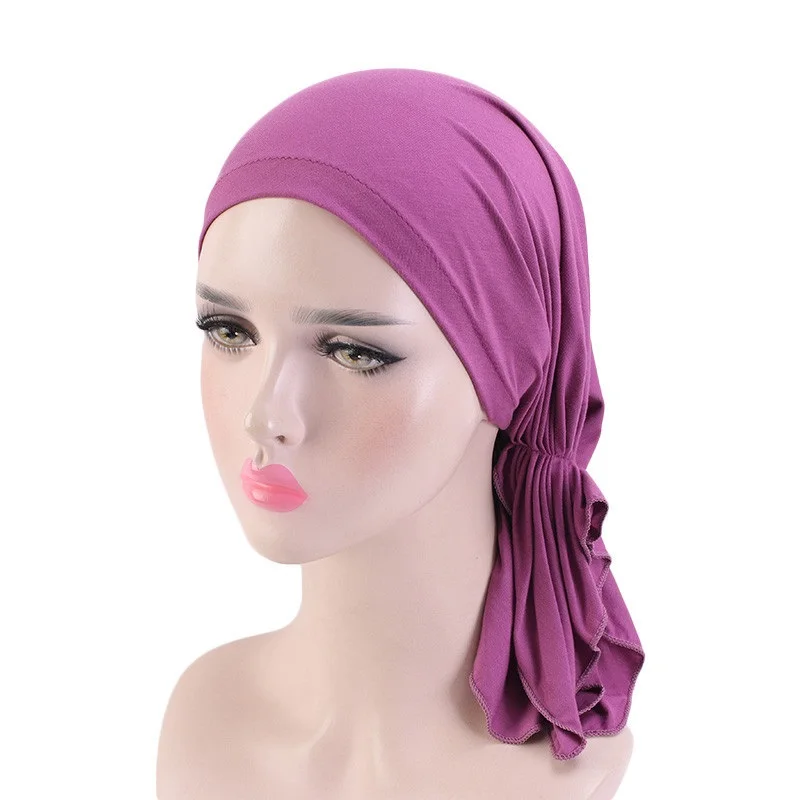 Elastic Modal Cotton Stretch Bandana Hat Women Chemo Hair Cover Women Muslim Ramadan Turban Hijab Bonnets