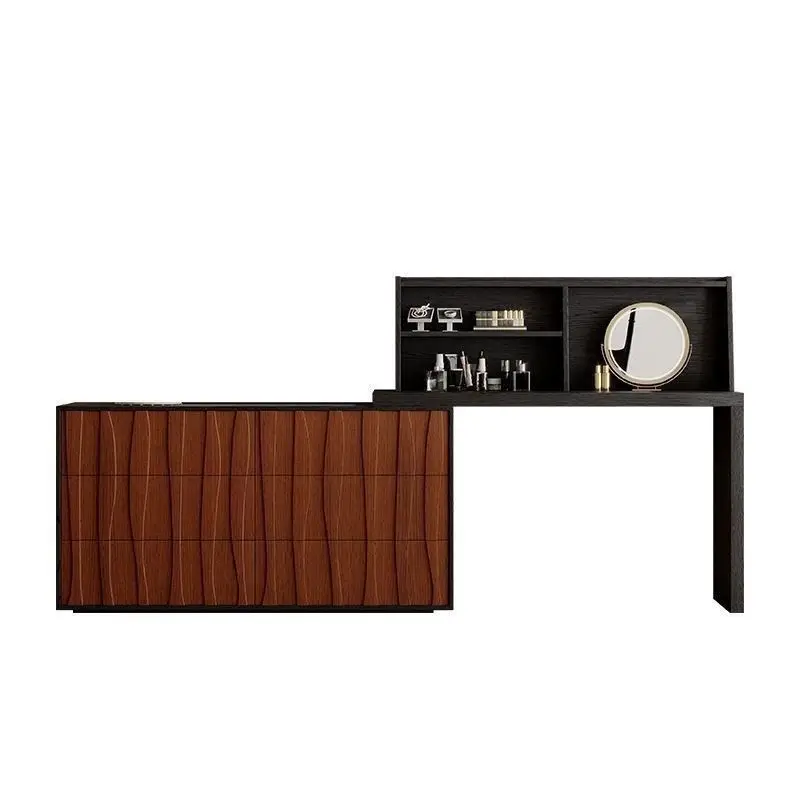 

Past walnut mid-ancient solid wood French retro chest integrated makeup modern simple bedroom bedside dresser