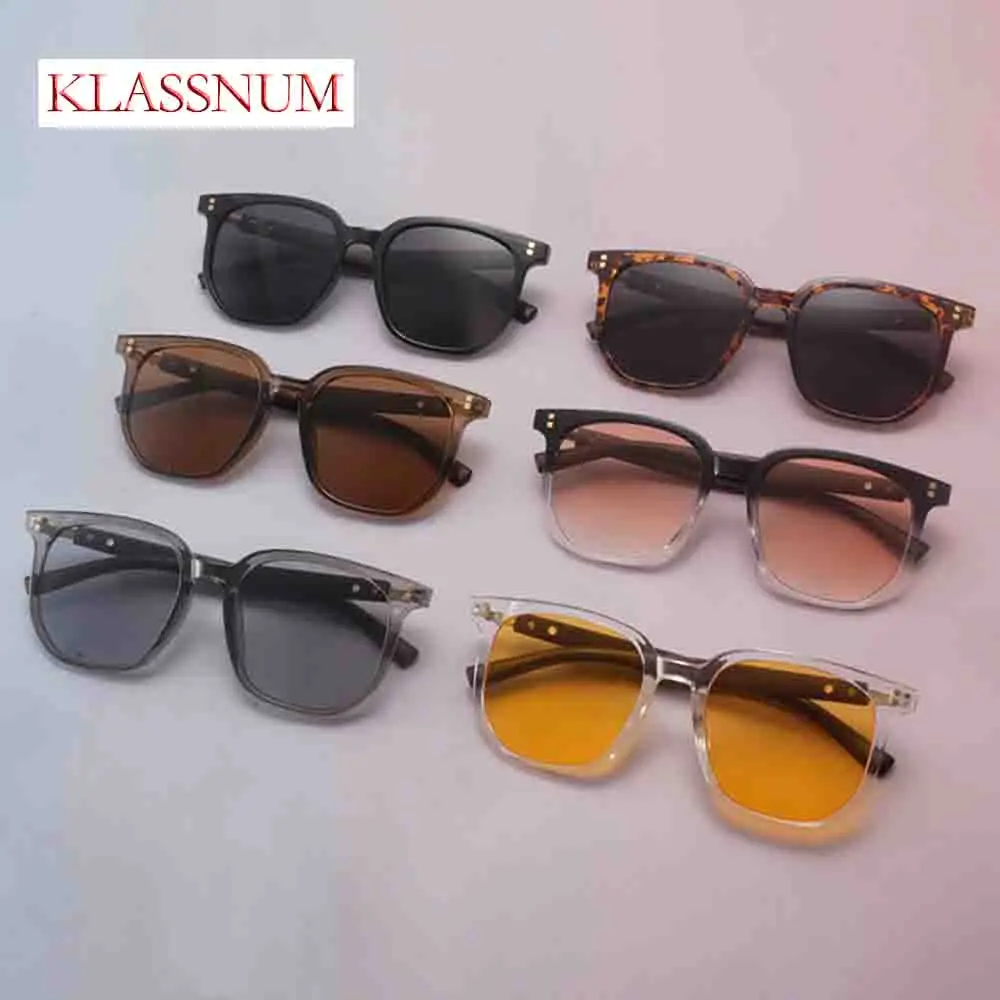 

KLASSNUM New Classic Wood leg Sunglasses for Women Men Retro Leopard Print Eyewear Square UV400 Sun Glasses Driving Shades