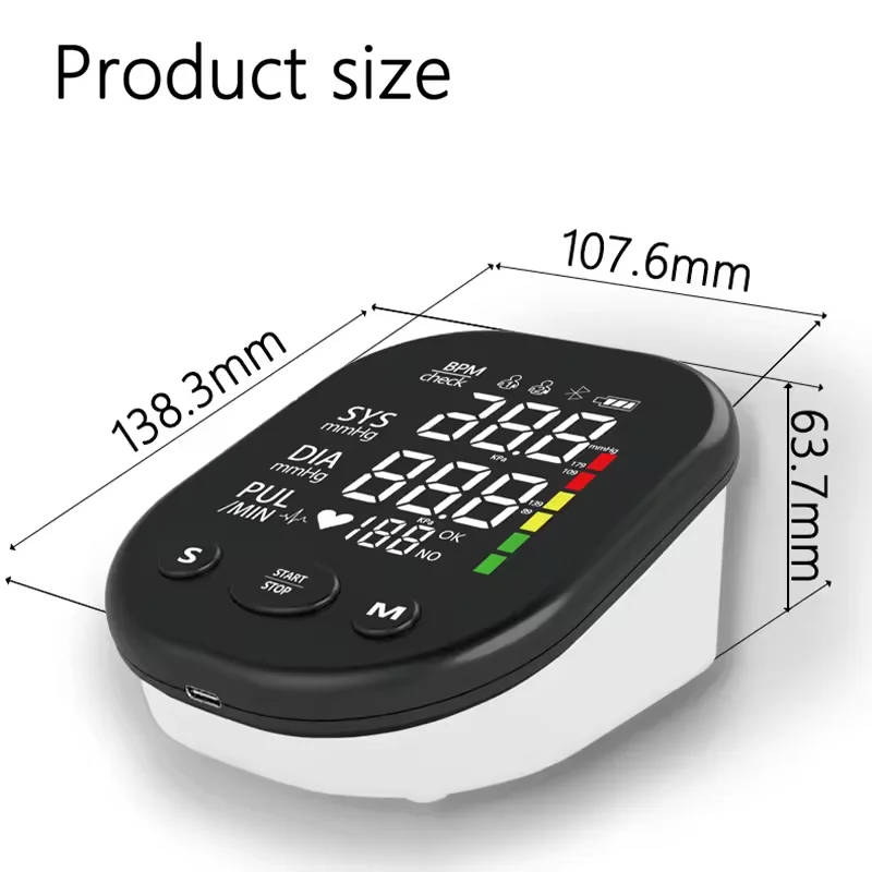 English Voice Arm Rechargeable Long Time Use Medical Blood Pressure Monitor Digitial LCD Large Screen Sphygmomanometer