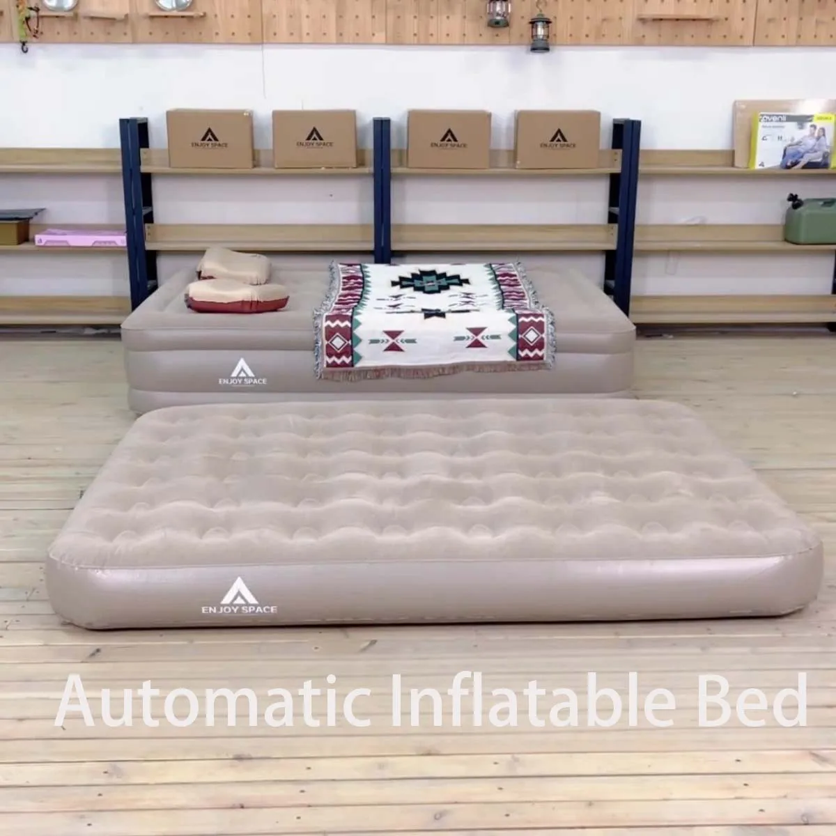 Automatic Inflatable Air Mattress Built-in Pump Self-inflating Mat PVC Triple Double sleeping Pad For Camping or Indoor to 450kg