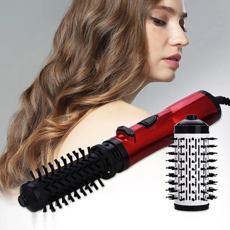 

Hot Air Brush 2 Head Replaceable Hair Dryer Comb One Step Blower Strong Wind Electric Straightener Roller Curler Styling Tools