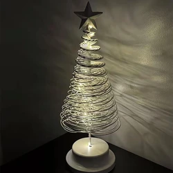 LED Christmas Lights Tree Battey Fairy Lamp Tree Metal Spiral Star Lighting Holiday For Home Living Room Decorations Night Lamp