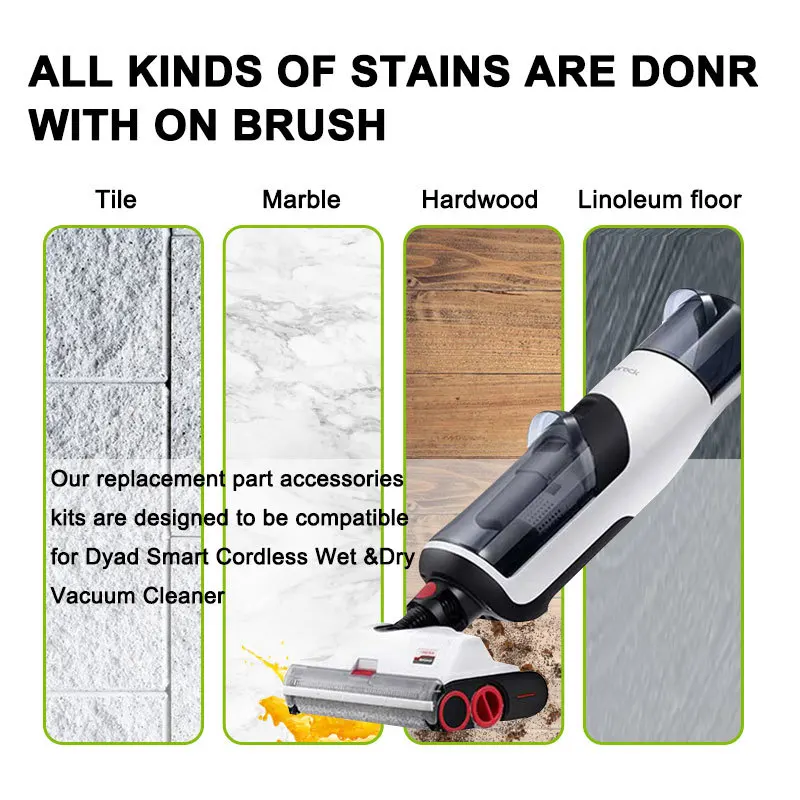 Acessórios destacáveis do aspirador, filtro HEPA lavável, escova do rolo, peças de reposição, Roborock Dyad U10