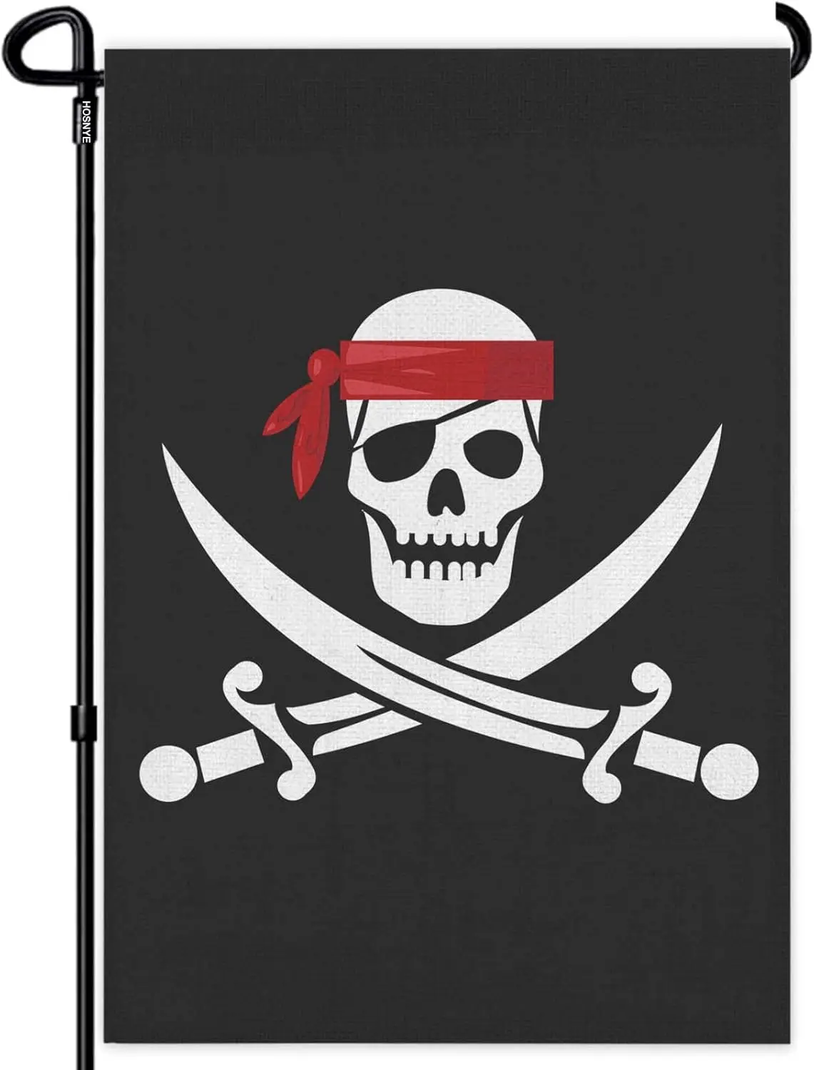 HOSNYE Pirate Flag Garden Flags Double Sided Yard Flags Jolly Roger Skull with Crossed Bones Garden Flags 12x18 inch for Yard Ou