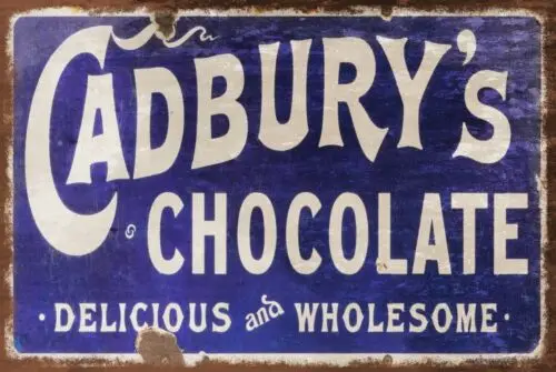 Placa de señal de pared de Metal de aspecto Vintage, anuncio de barra de Chocolate Cadburys