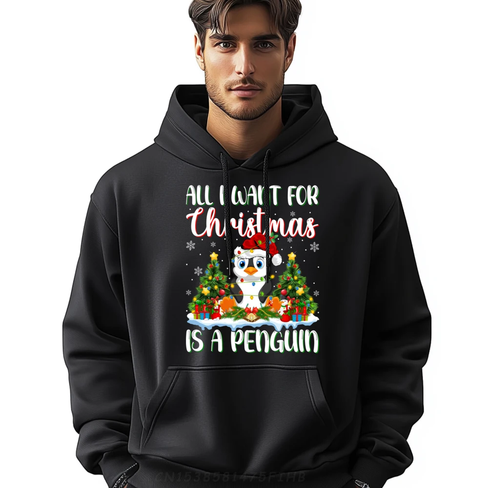 

Xmas Lighting Santa All I Want For Christmas Is A Penguin Clothing Winter Funny Gifts Graphic