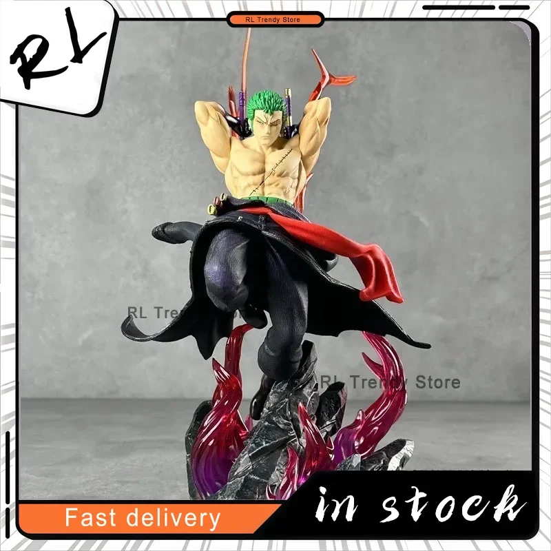 One Piece Roronoa Zoro 28CM Action Figure Stile a tre spazole Doppia testa Scambiabile Animazione Statua Giocattolo da collezione Regalo