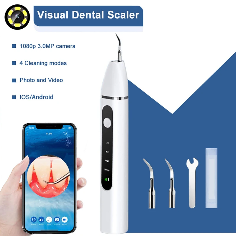 

Visual Ultrasonic Dental Calculus Scaler Cleaner Tooth Cleaning Endoscope Tools Set With App Monitor Wifi 6 Pcs Auxiliary Light