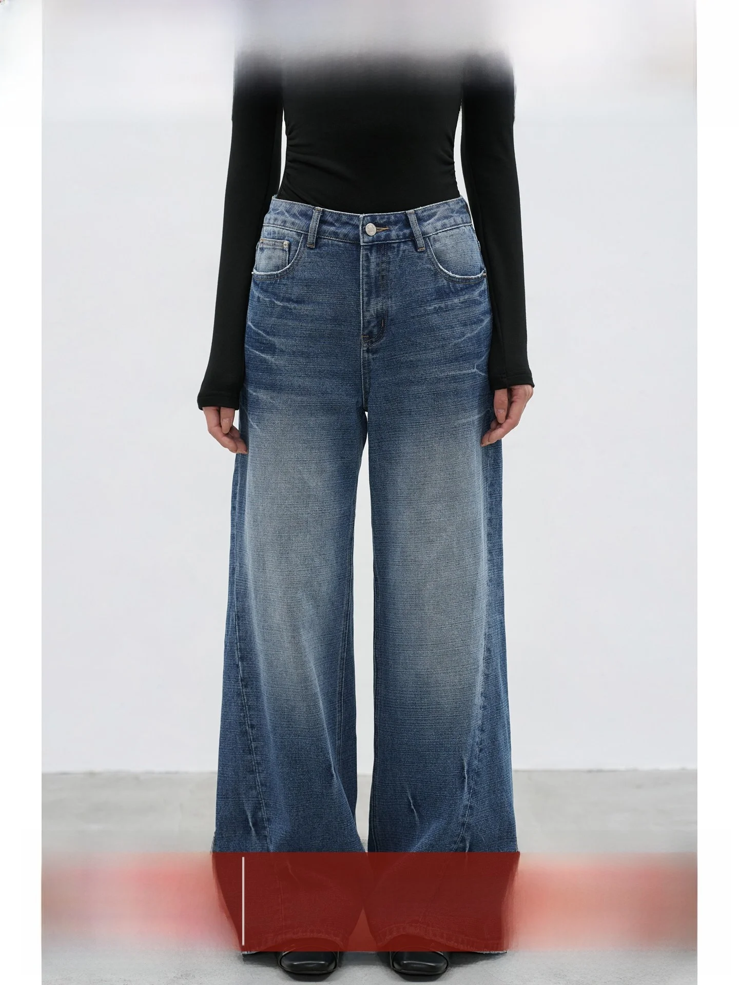 

Джинсы EIGHTHMONTH свободного прямого кроя с широкими штанинами, женские, новинка 2026 года, синие, повседневные, с высокой талией, на пуговицах