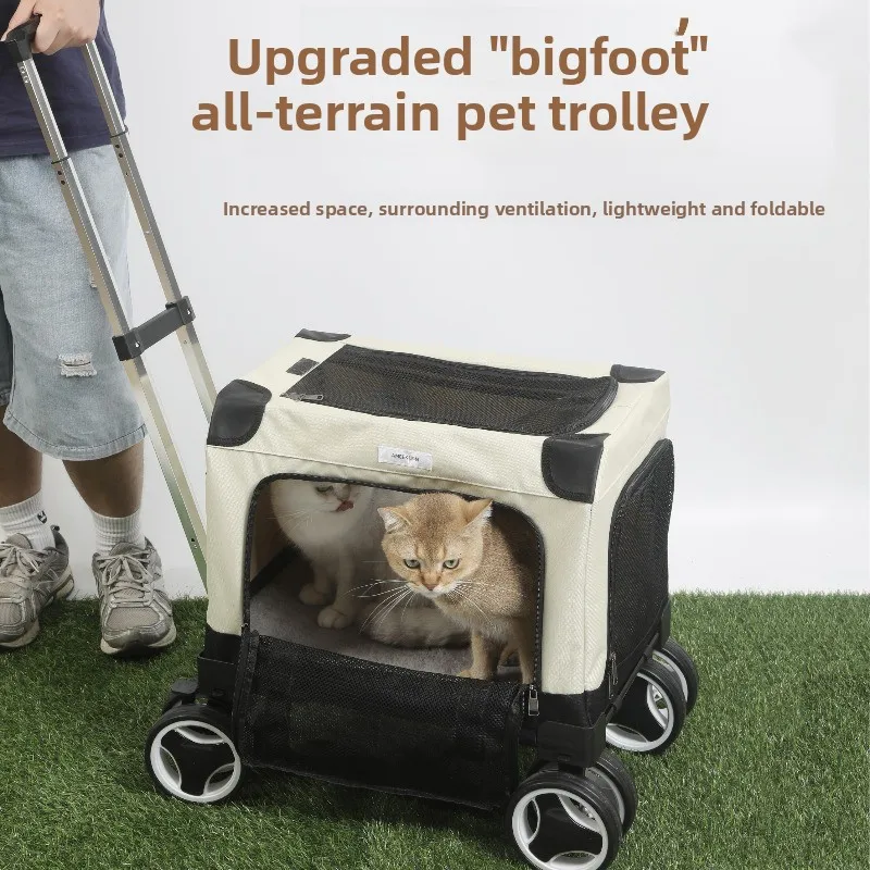 

Large Pet Rolling Carrier with Wheels Multi-Cat Travel Trolley Bag Spacious Dog Carrier Backpack Portable Car Seat Pet Stroller
