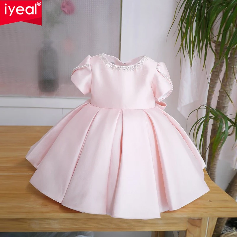 IYEAL Pink Girls' Dress 2023 New Flower Girl Princess Dress Baby Girls' Birthday Party Dress